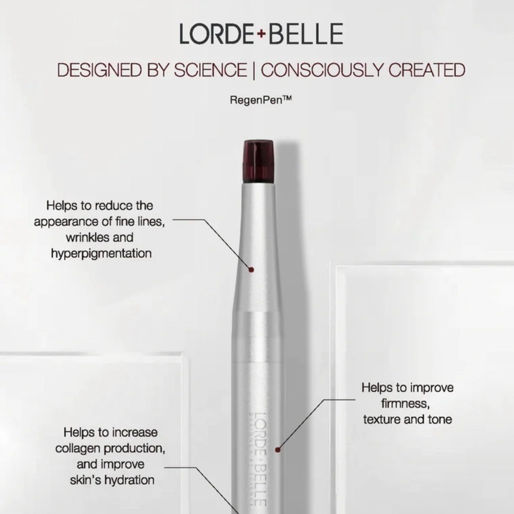 Lorde + Belle RegenPen Nano-Channeling Skincare Tool New In Box Silver 3 Speed